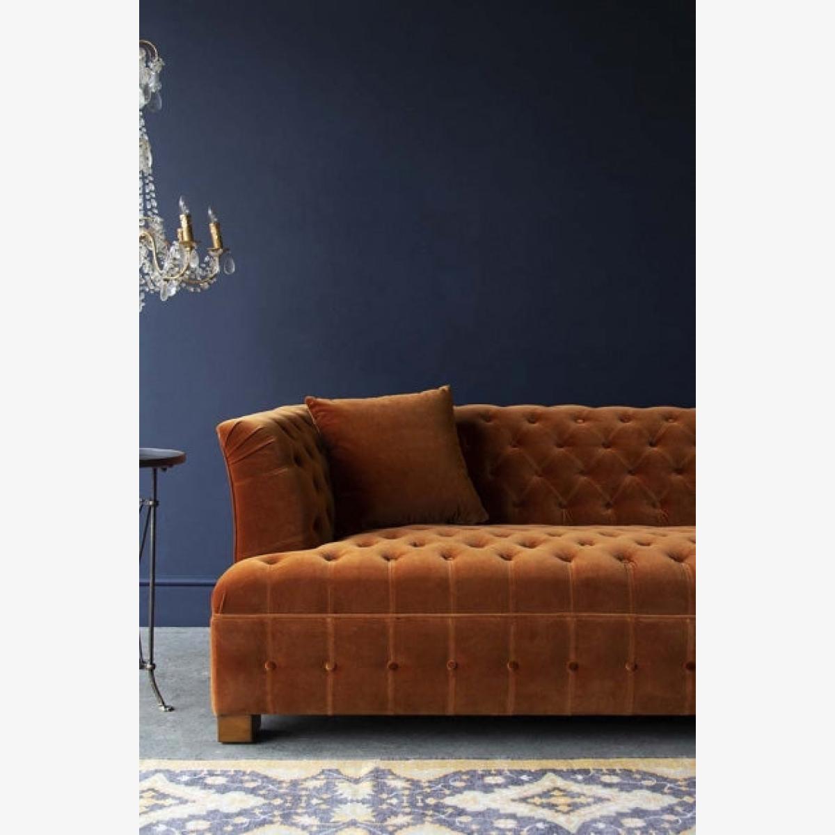 Burnt Orange Velvet Chesterfield 3 Seater Sofa – image 1