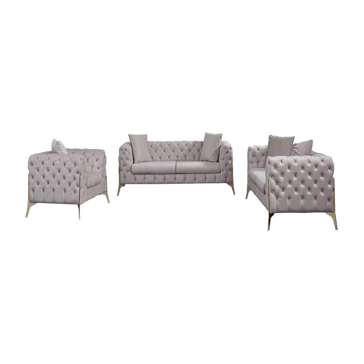 Panther 1 2 or 3 Seater Sofa Suite Cream Velvet With Metal Legs - Cream Velvet / 3 – image 1