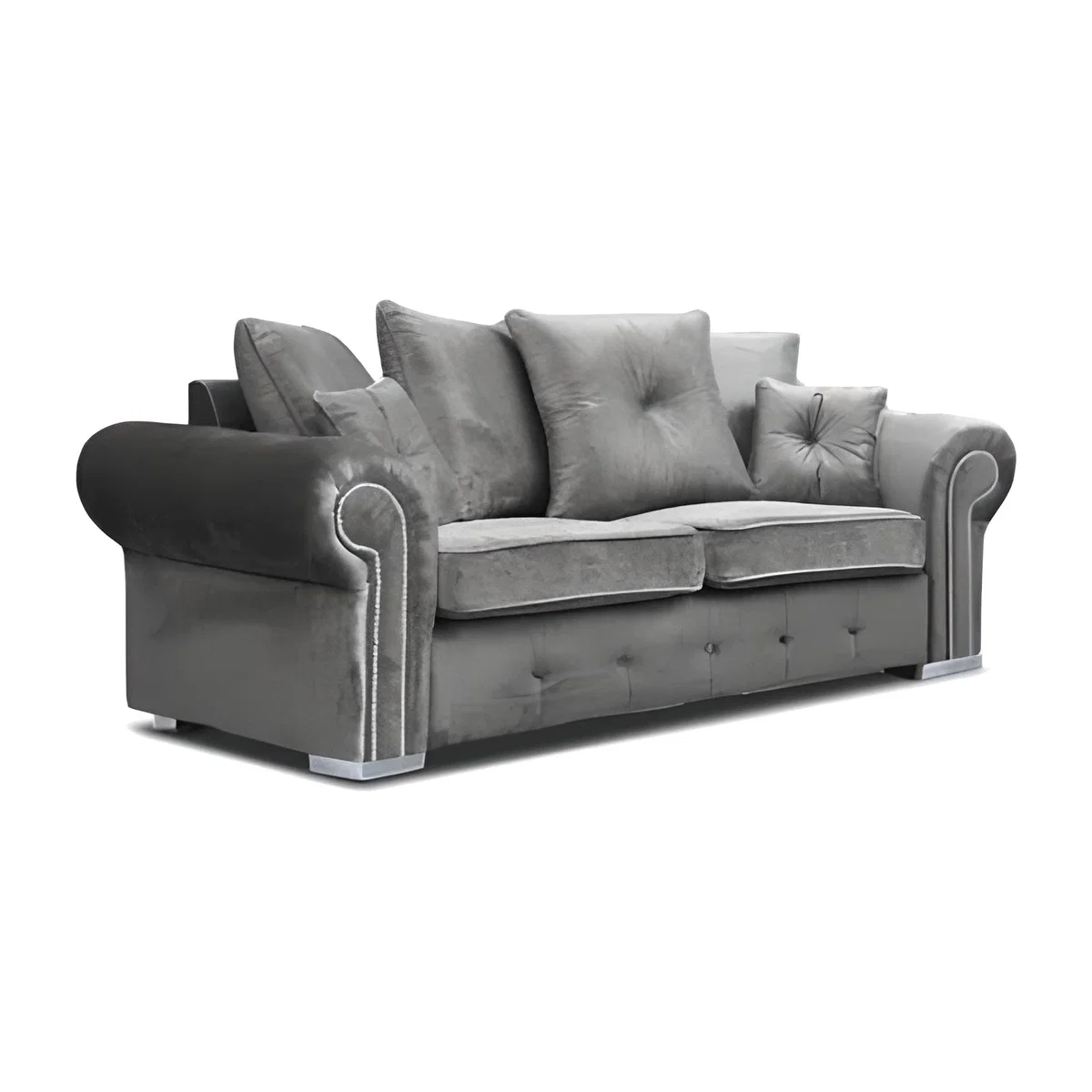 Mayfair Grey Plush 3 Seater Sofa - Grey