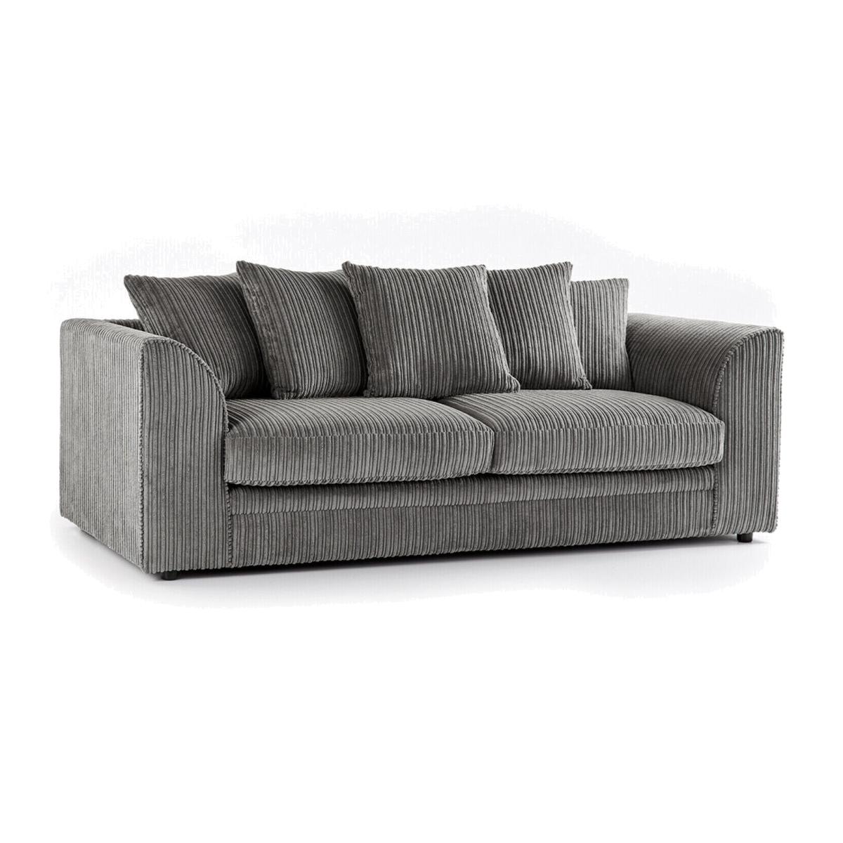 Hannah Jumbo Cord 3 Seater Sofa - Grey