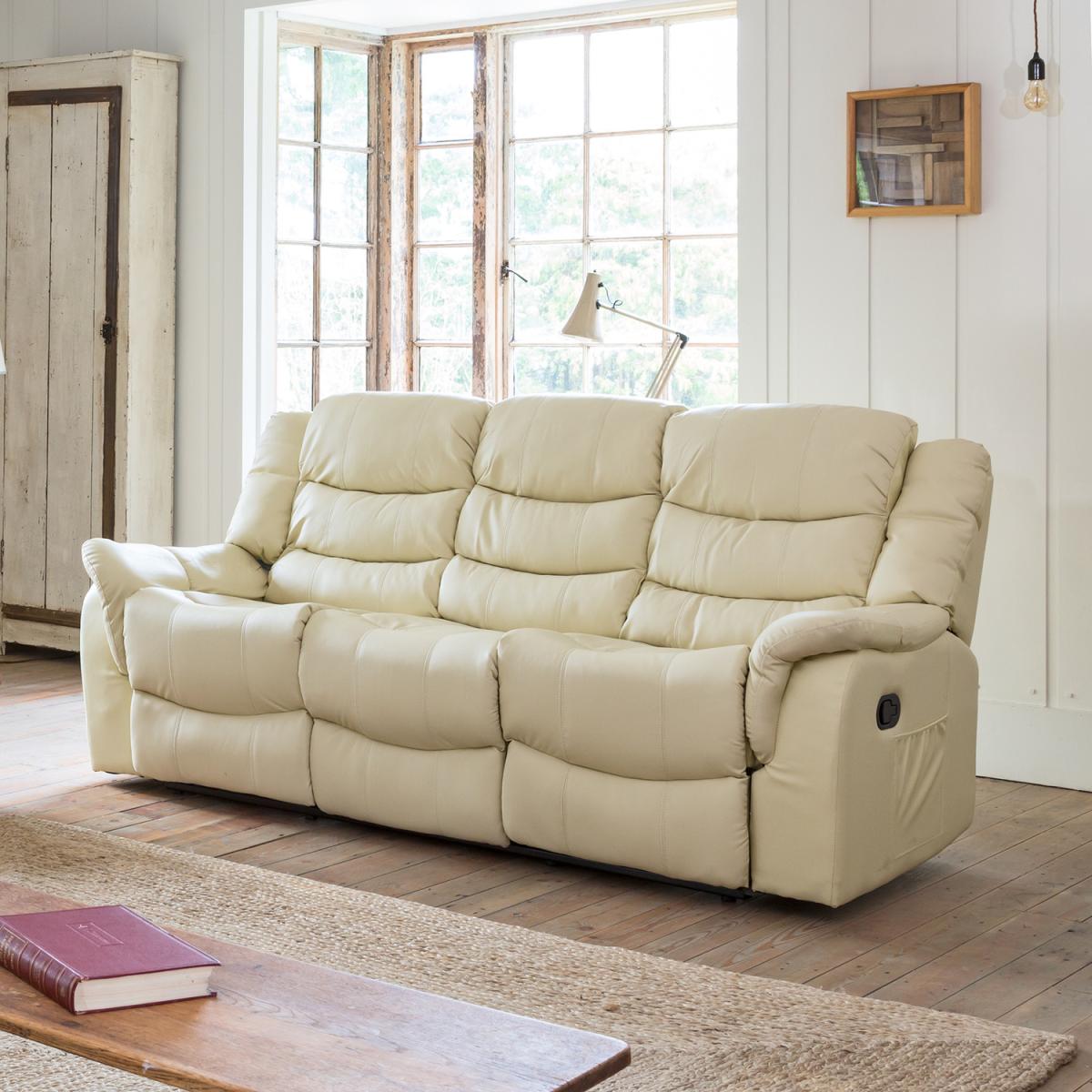 Almeira 3 Seat Recliner Sofa - White – image 1
