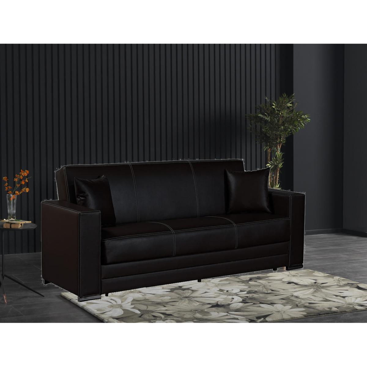 FUTURO 3 Seater Sofa Bed Convertible Recliner Adjustable Back with Storage - Black – image 3