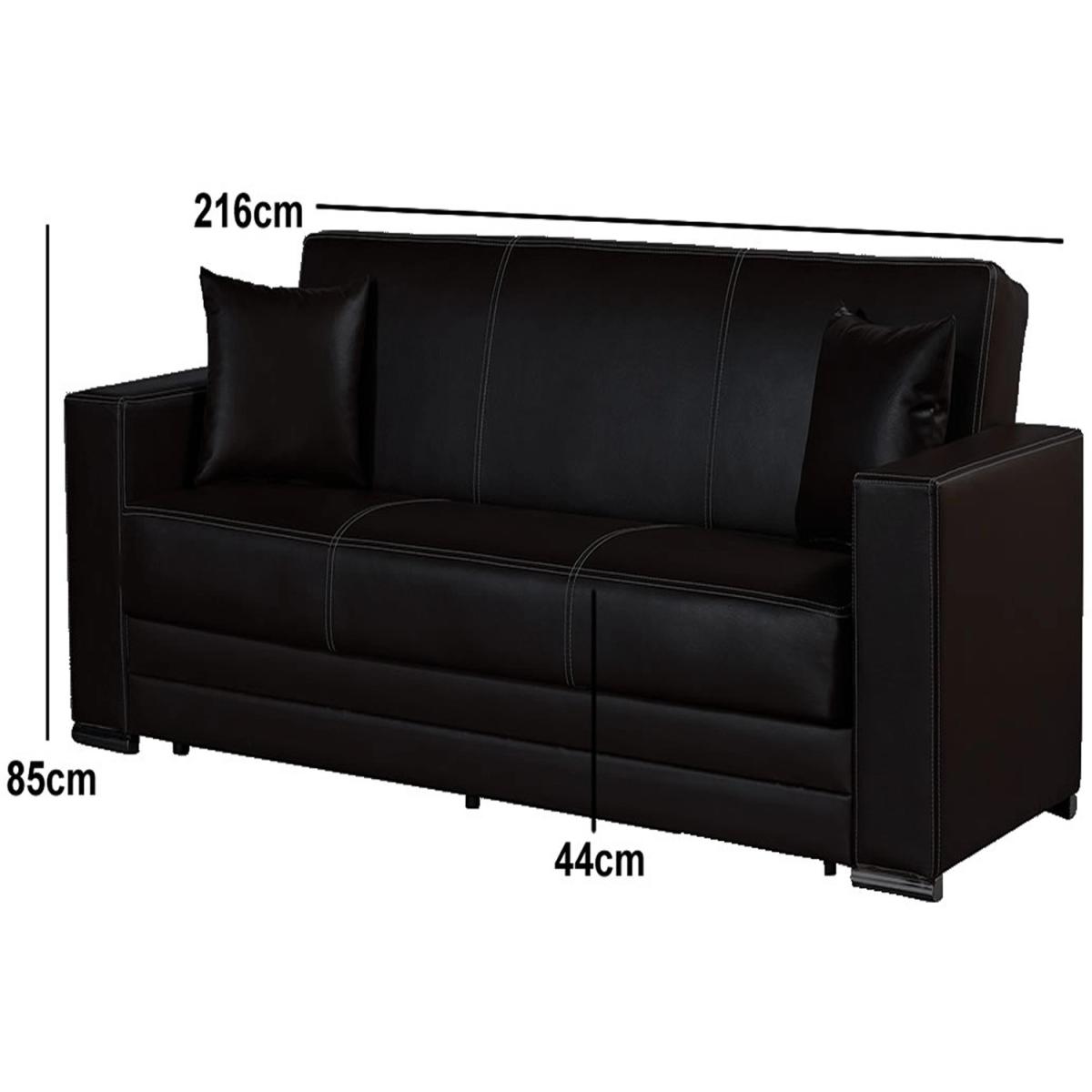 FUTURO 3 Seater Sofa Bed Convertible Recliner Adjustable Back with Storage - Black – image 4
