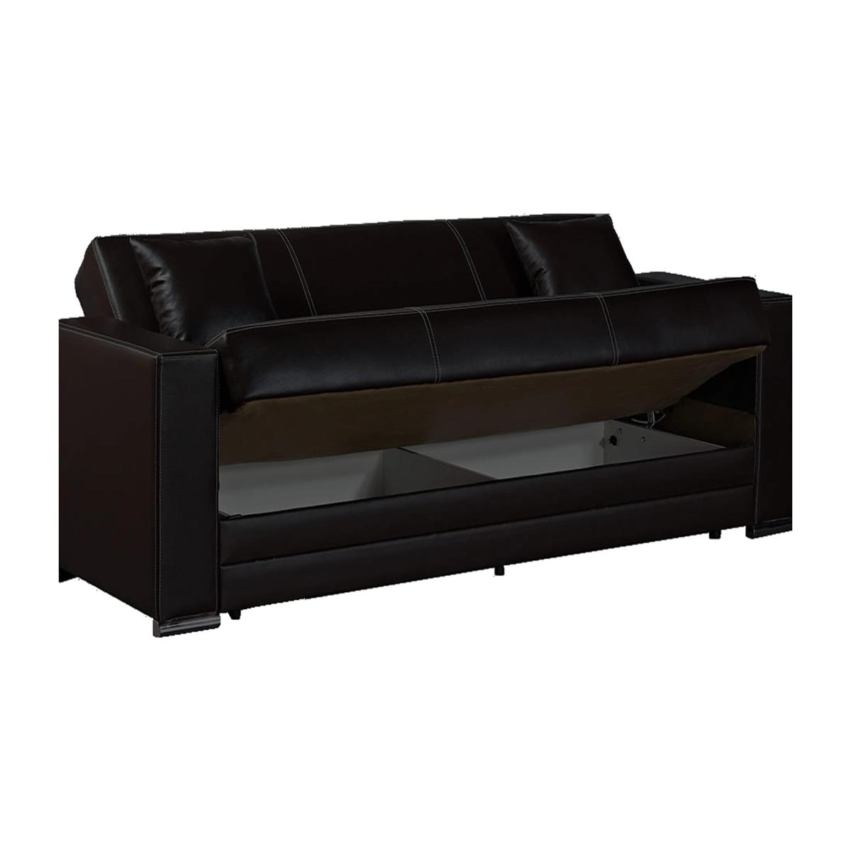 FUTURO 3 Seater Sofa Bed Convertible Recliner Adjustable Back with Storage - Black – image 1