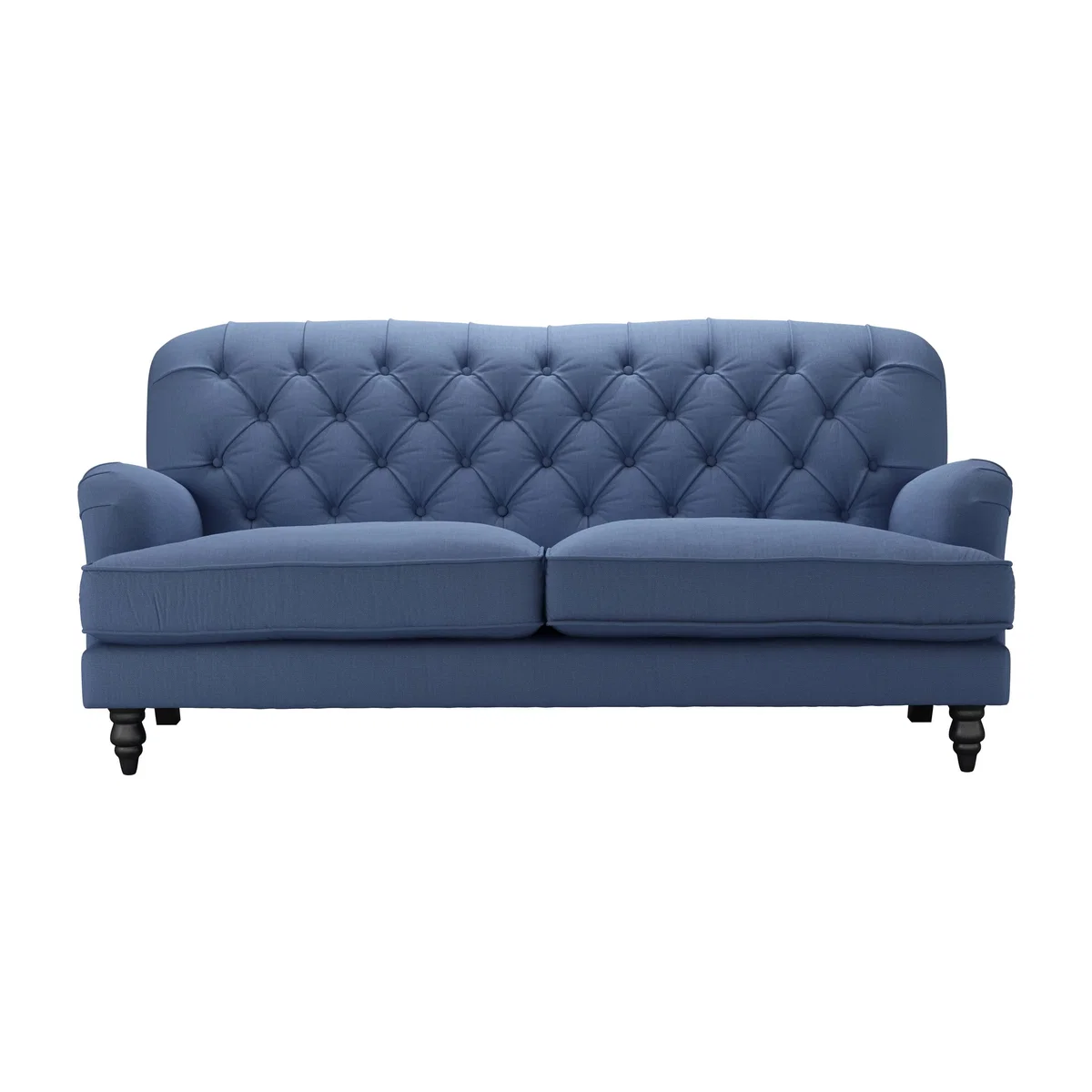 Perfectly Pristine Snowdrop Button Back 3 Seat Sofa in Oxford Blue Brushed Linen Cotton - sofa.com – image 1