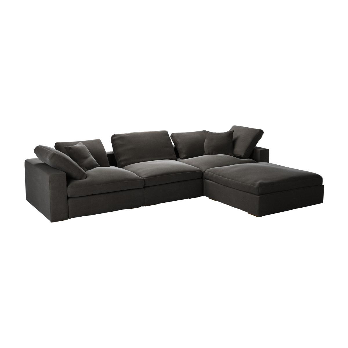 Long Island Complete Set with Footstool in Battleship Grey Smart Cotton - sofa.com – image 1
