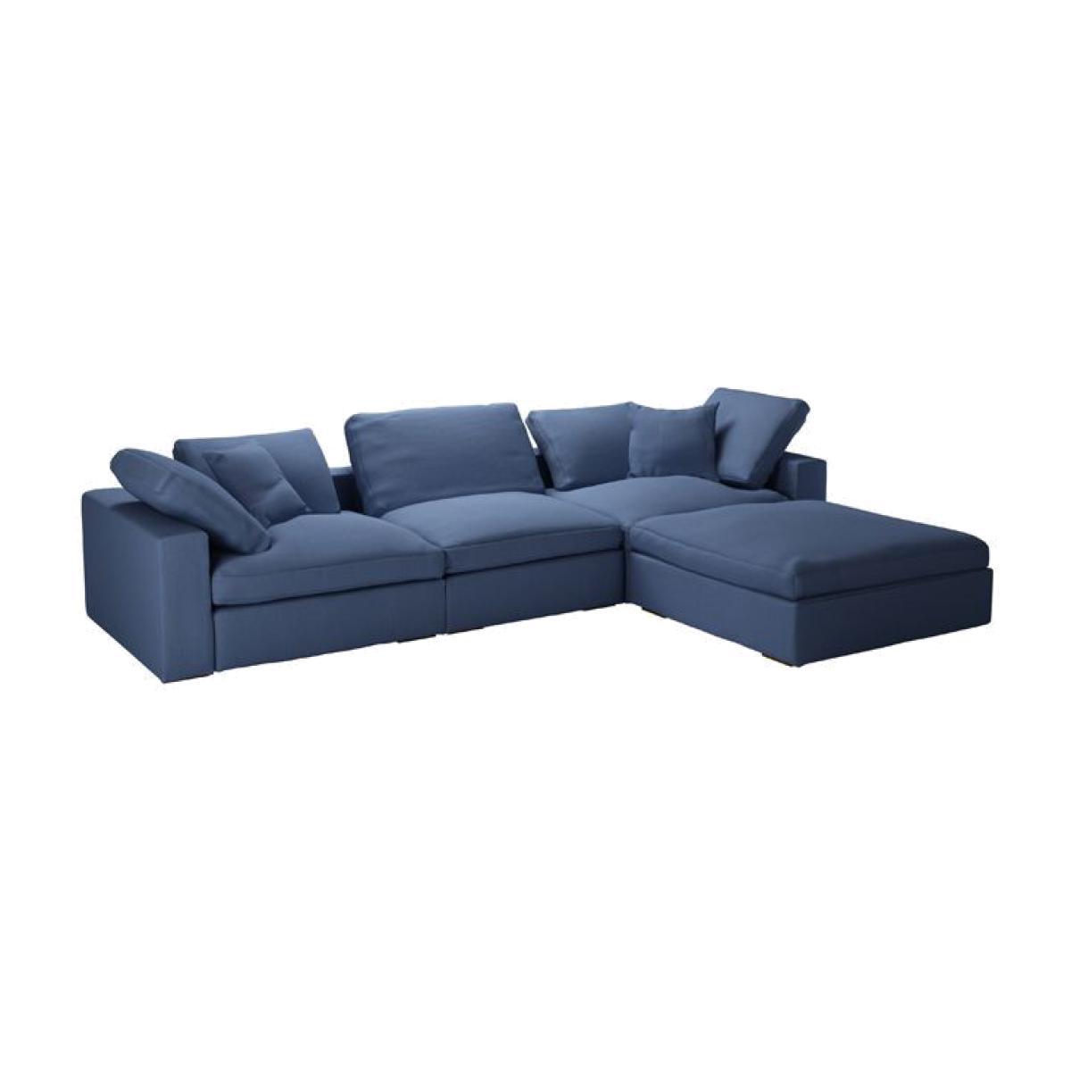 Long Island Complete Set with Footstool in Oxford Blue Brushed Linen Cotton - sofa.com – image 1