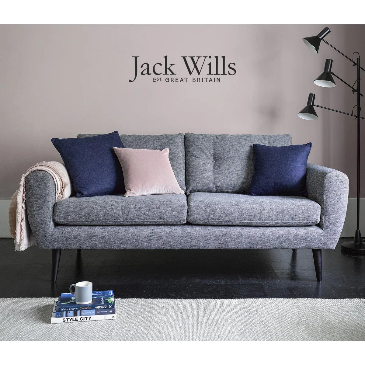 Jack 3 Seat Sofa in Velvet Navy - sofa.com – image 2