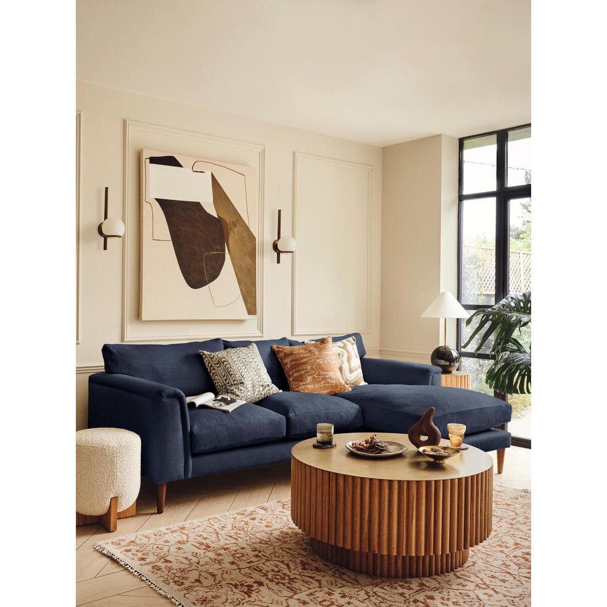 Reya Chaise-end Sofa Linen, Dark Navy – image 1