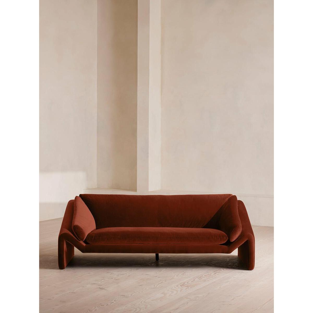 Amble Three Seater Sofa, Velvet, Rust – image 2