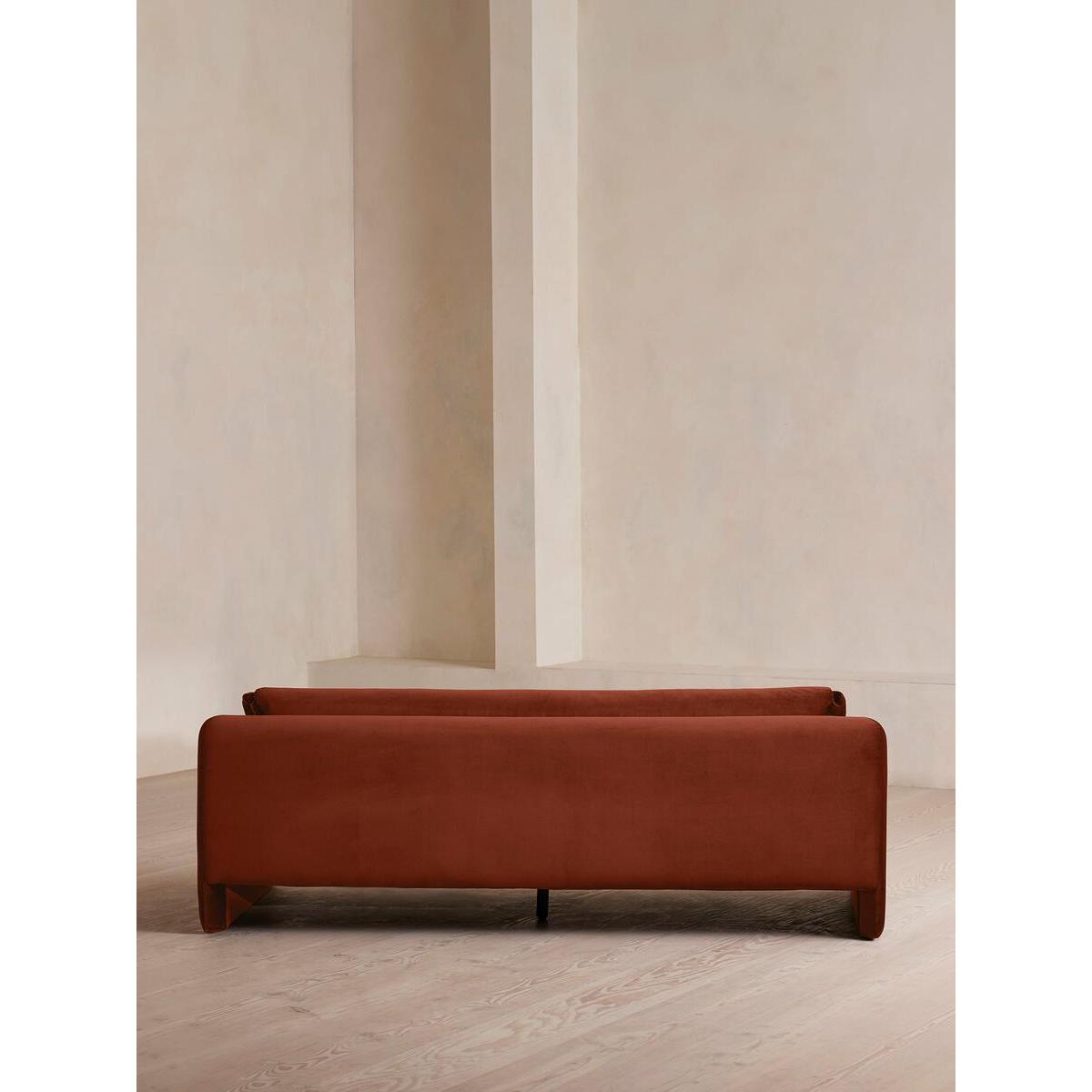 Amble Three Seater Sofa, Velvet, Rust – image 4