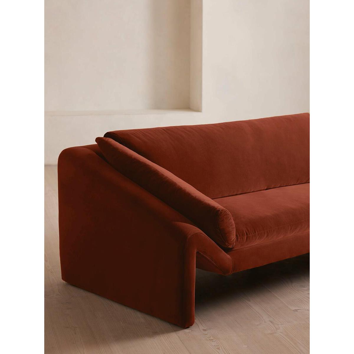 Amble Three Seater Sofa, Velvet, Rust – image 5