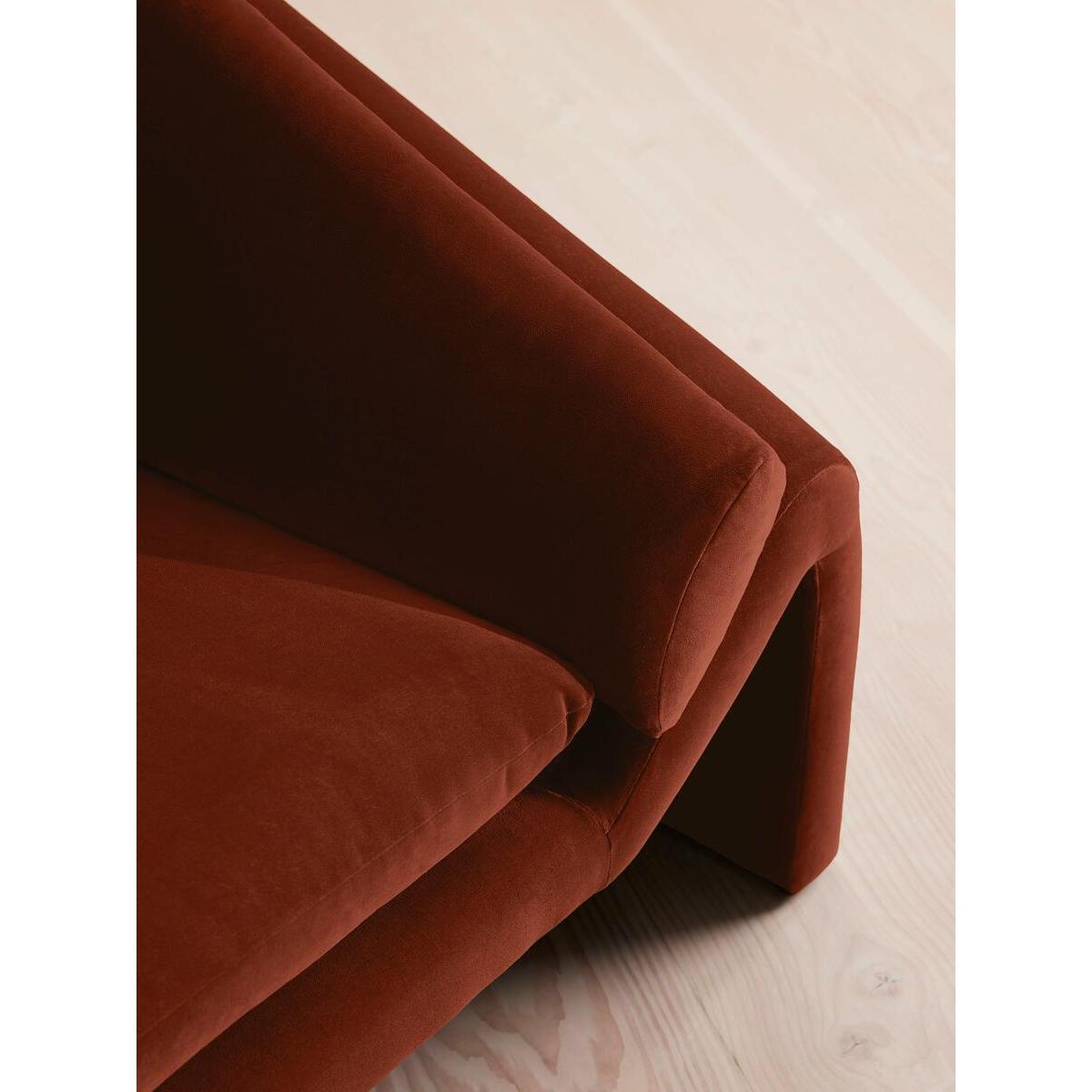 Amble Three Seater Sofa, Velvet, Rust – image 6