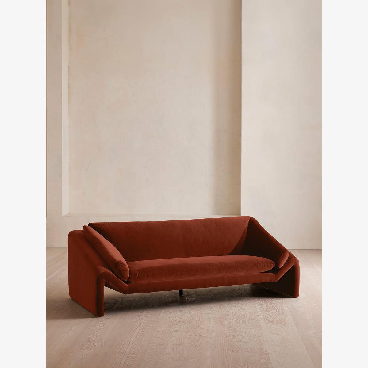 Amble Three Seater Sofa, Velvet, Rust – image 1