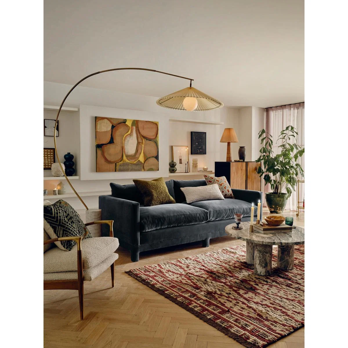 Ashford 3-Seater Sofa Velvet, Slate – image 1