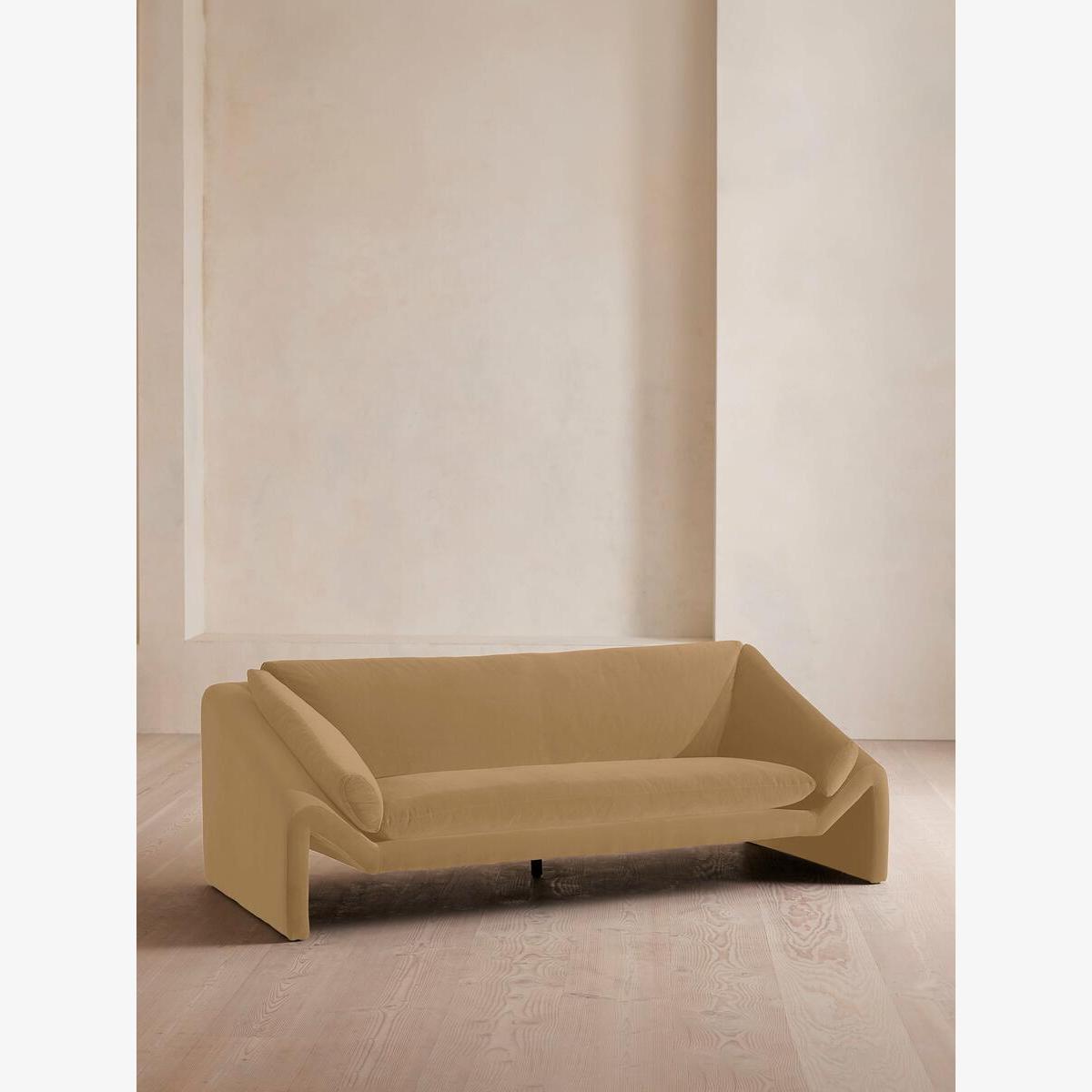 Amble Three Seater Sofa, Velvet, Camel – image 1