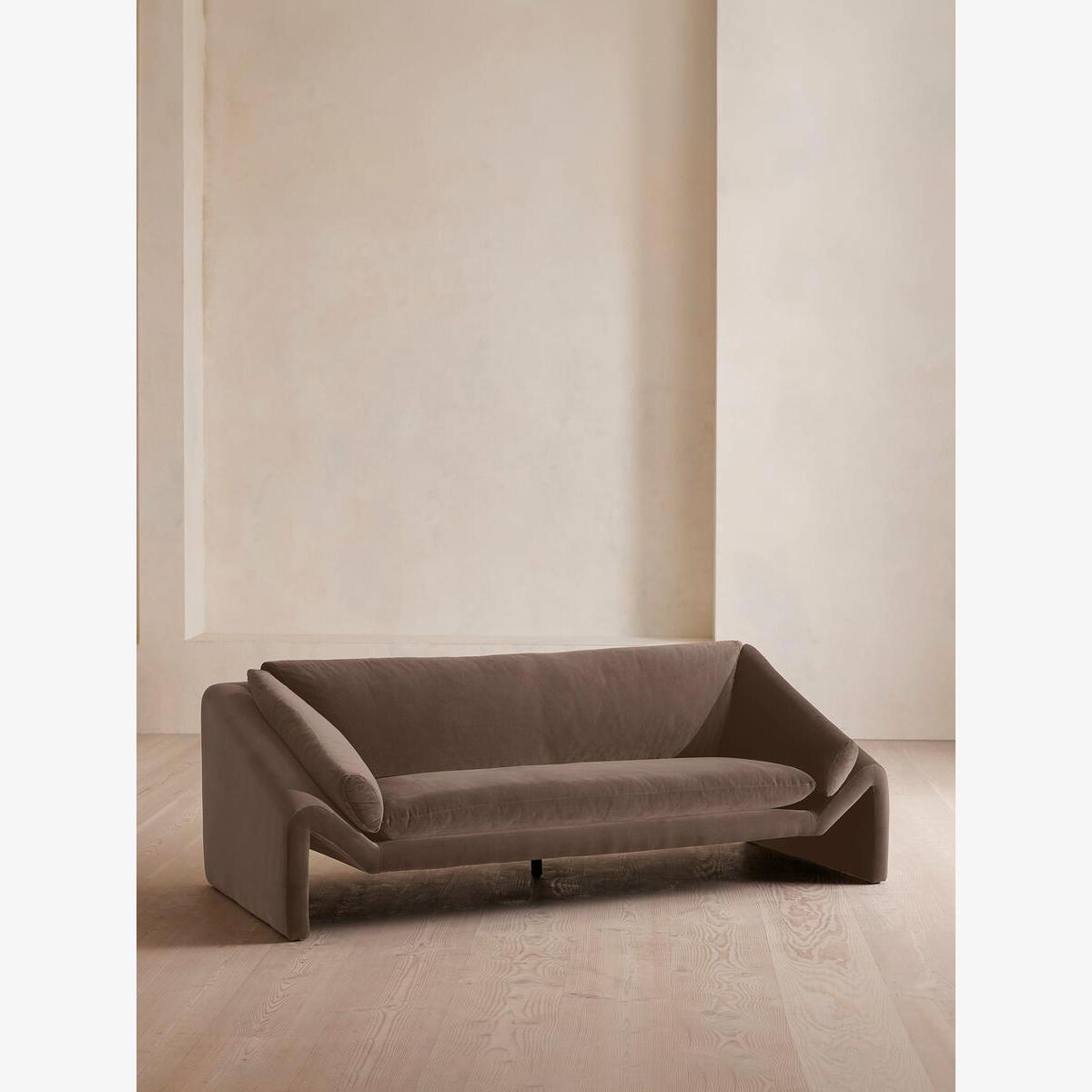 Amble Three Seater Sofa, Velvet, Taupe – image 1