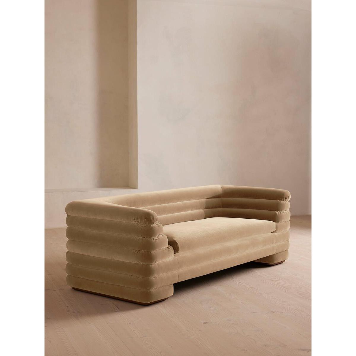 Laura Three Seater Sofa, Velvet, Camel – image 2