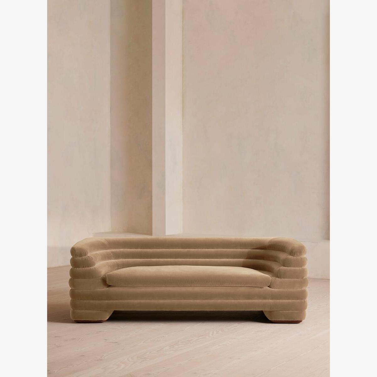 Laura Three Seater Sofa, Velvet, Camel – image 1