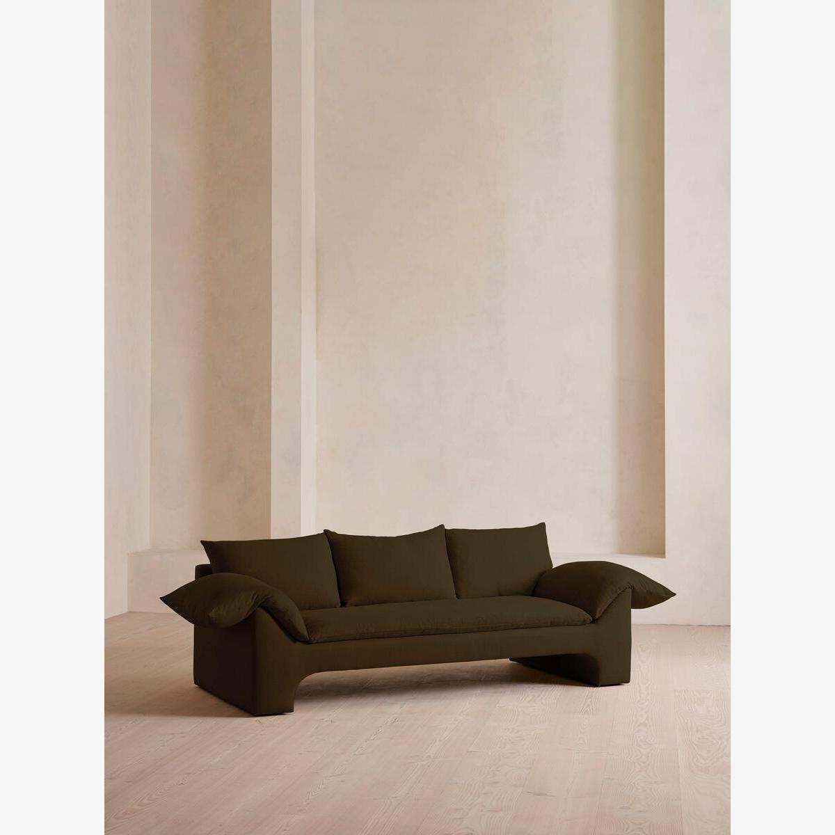 Wyatt Three Seater Sofa, Linen, Olive