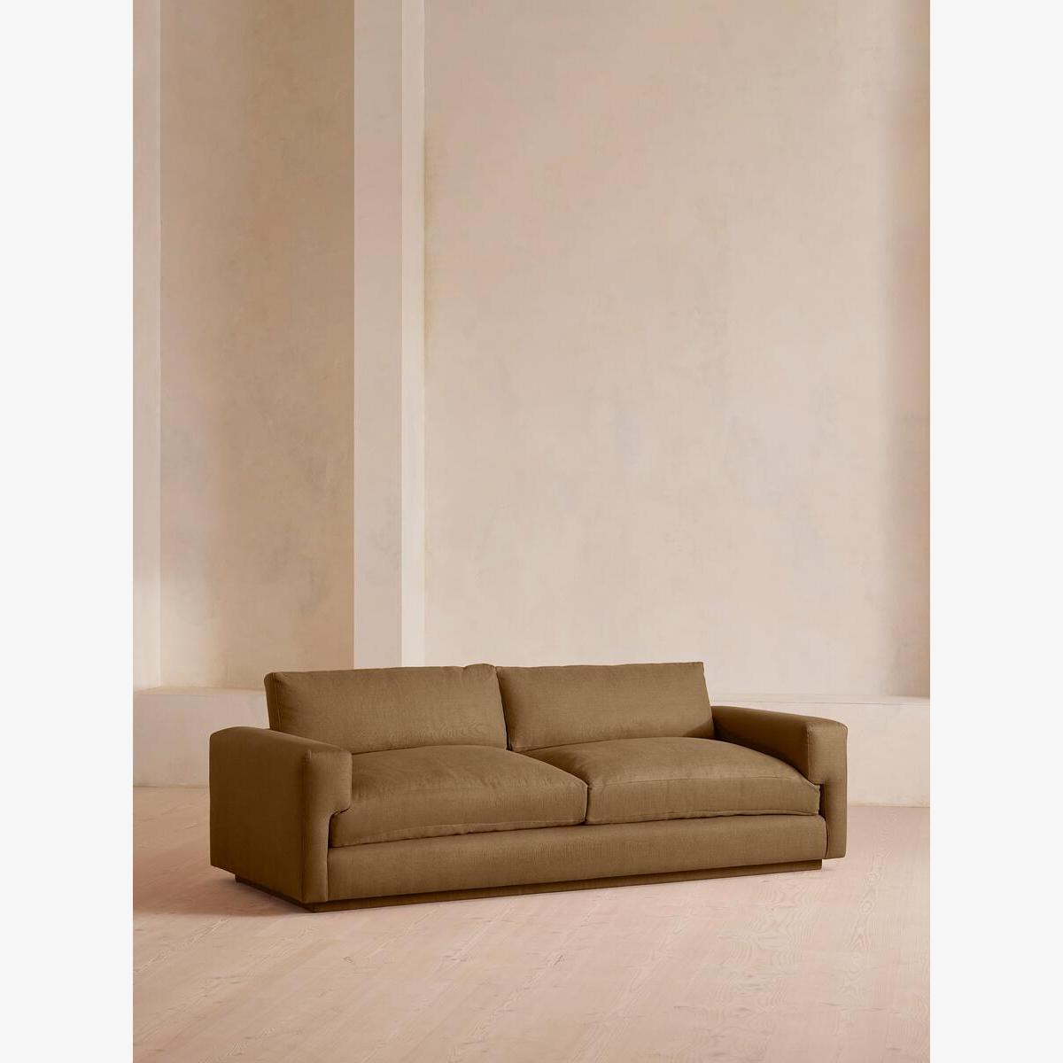 Mossley Three Seater Sofa, Linen, Ochre – image 1