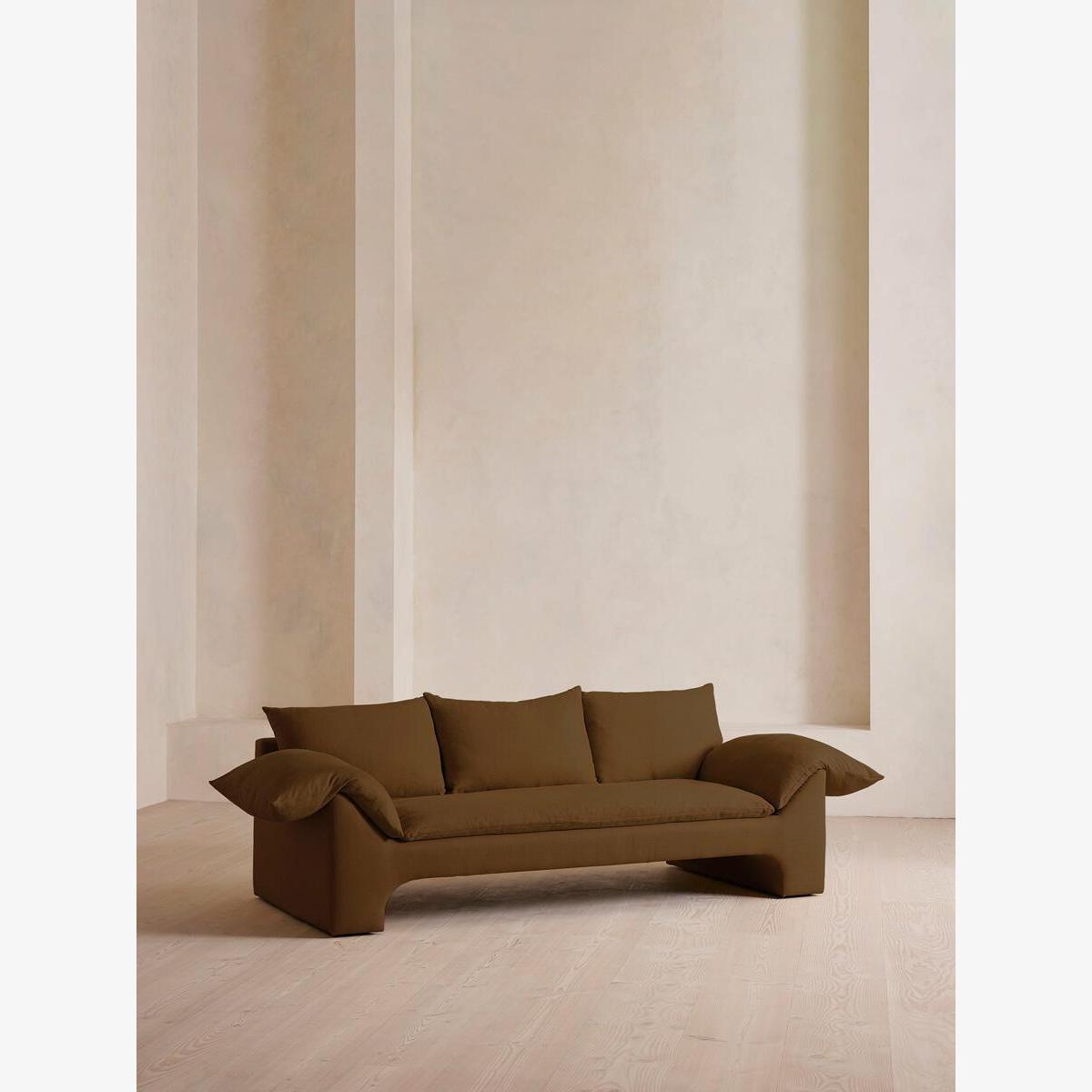 Wyatt Three Seater Sofa, Linen, Ochre