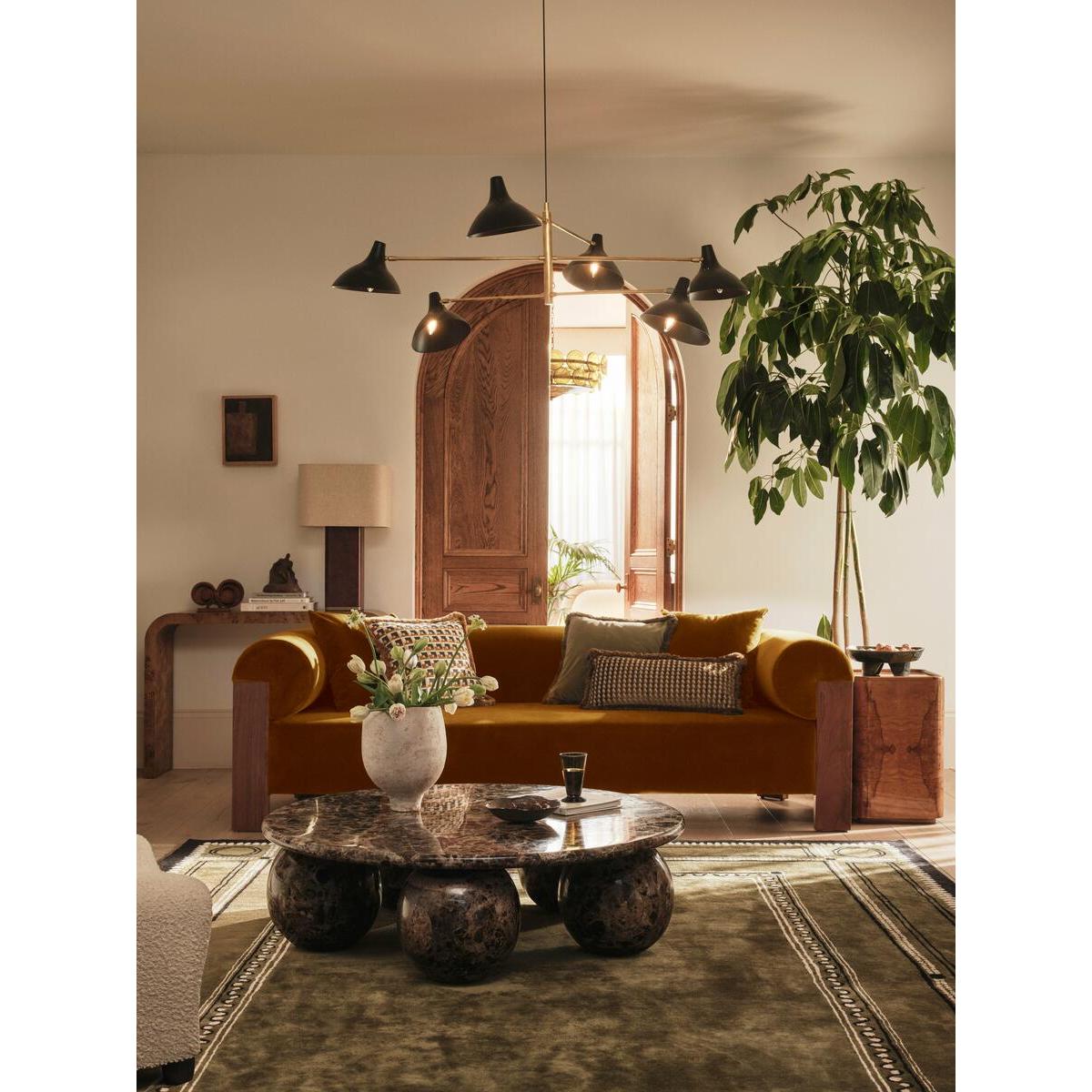 Eldon Three Seater Sofa, Walnut, Velvet, Mustard – image 3