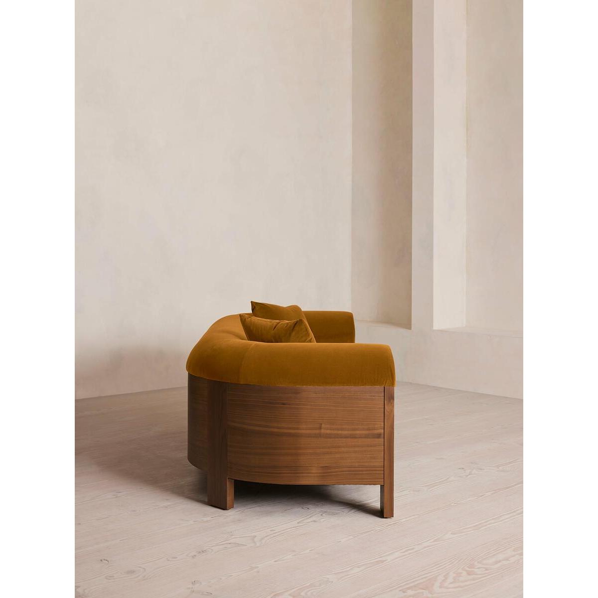 Eldon Three Seater Sofa, Walnut, Velvet, Mustard – image 4