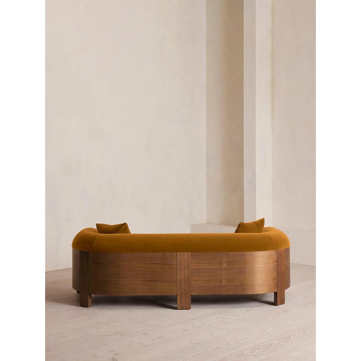 Eldon Three Seater Sofa, Walnut, Velvet, Mustard – image 5