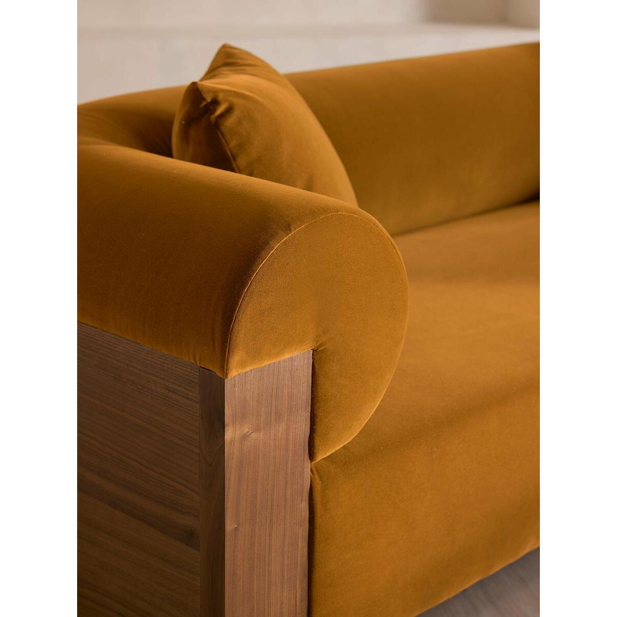 Eldon Three Seater Sofa, Walnut, Velvet, Mustard – image 7