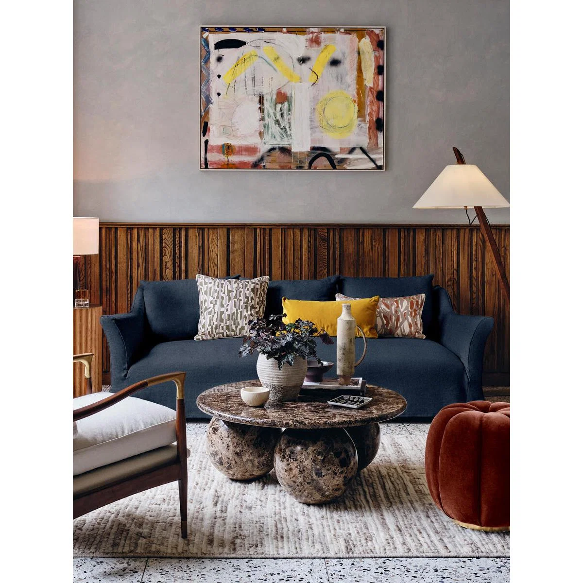 Roma 3-Seater Sofa, Linen Dark Navy – image 1