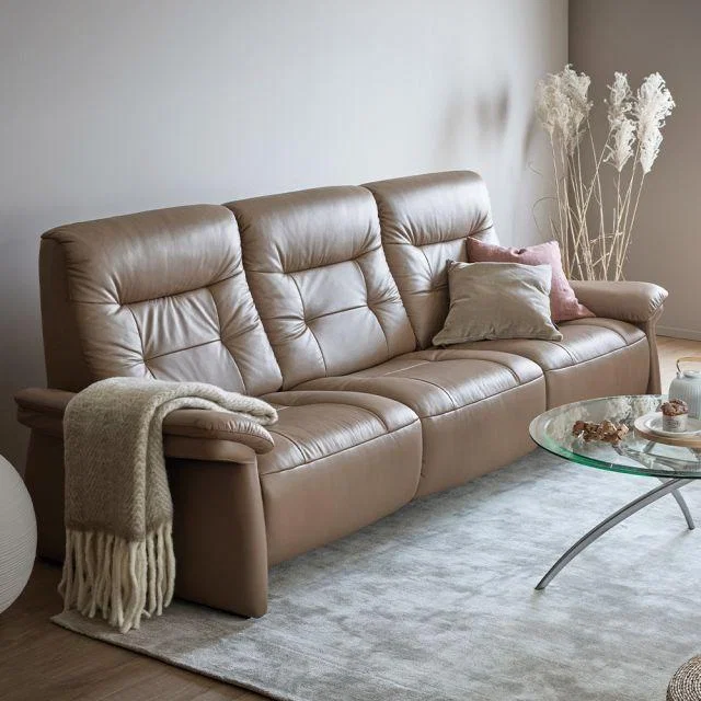 Stressless Mary 3 Seater Sofa - Upholstered Arms Mary 3 Seater Sofa Upholstered Arm - PalomaCori Leather – image 1