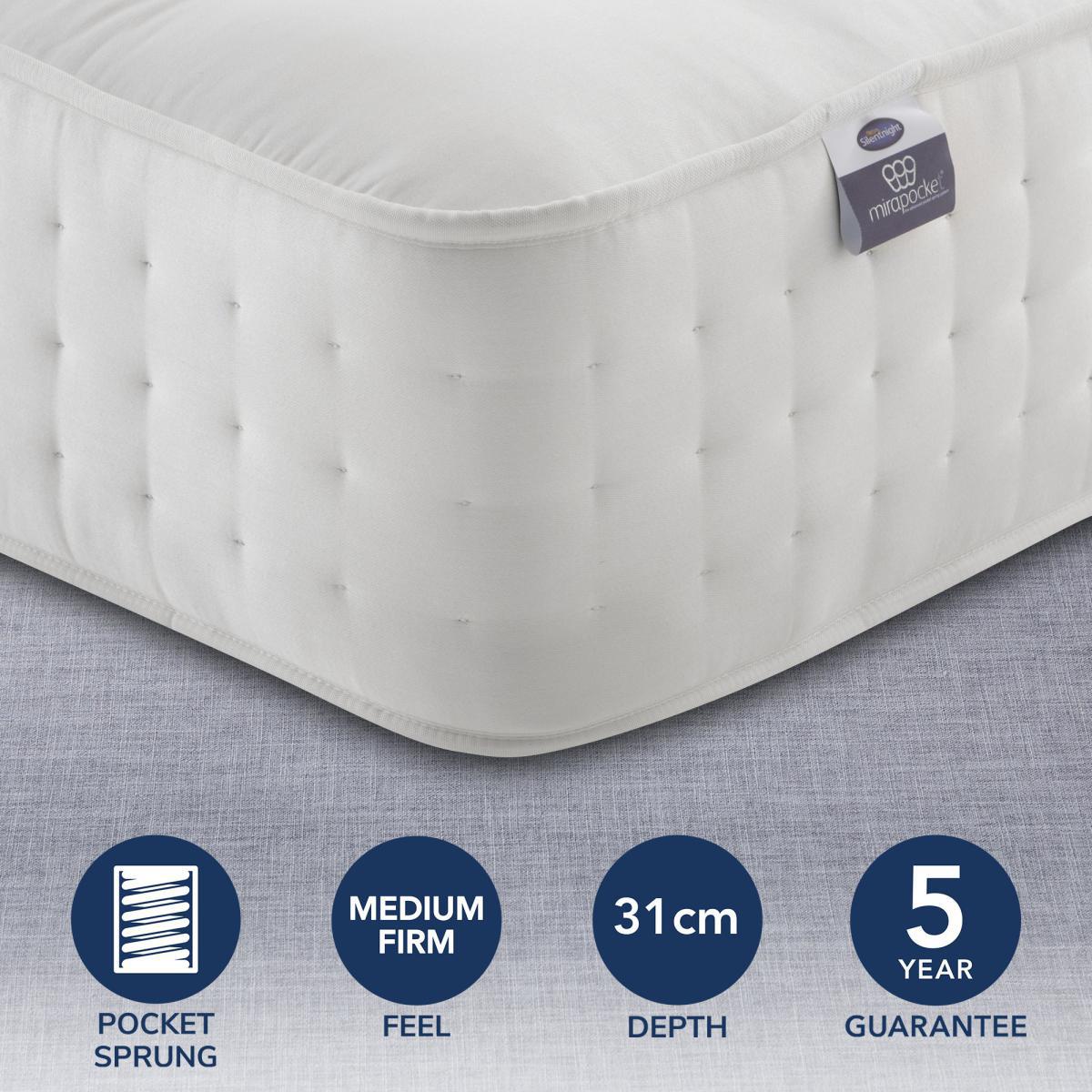 Silentnight Medium Firm 2800 Pocket Natural Orthopeadic Mattress White – image 1