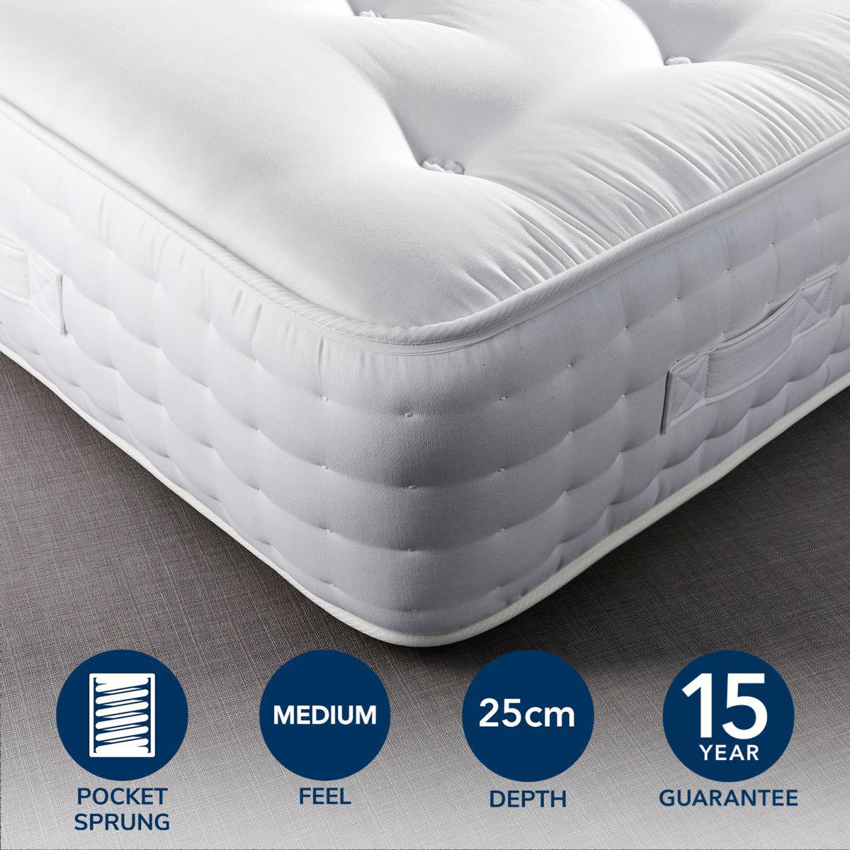 Hotel Emperor Wool 1000 Pocket Sprung Mattress Cream – image 1