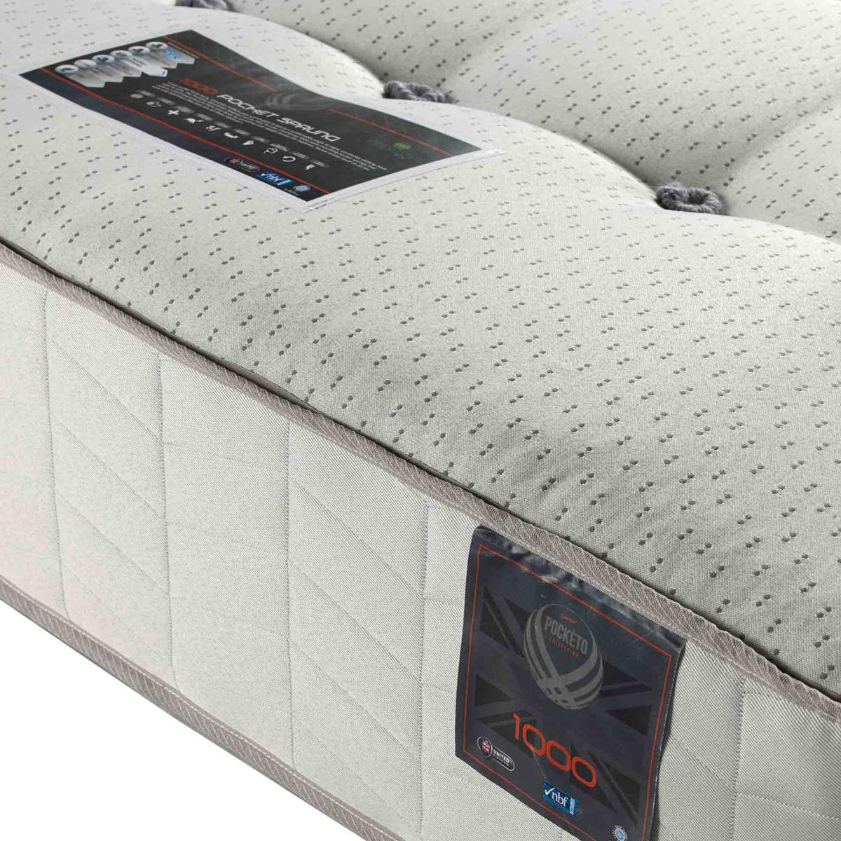 Pocketo Medium Firm 1000 Cool Blue Memory Foam Mattress White – image 3