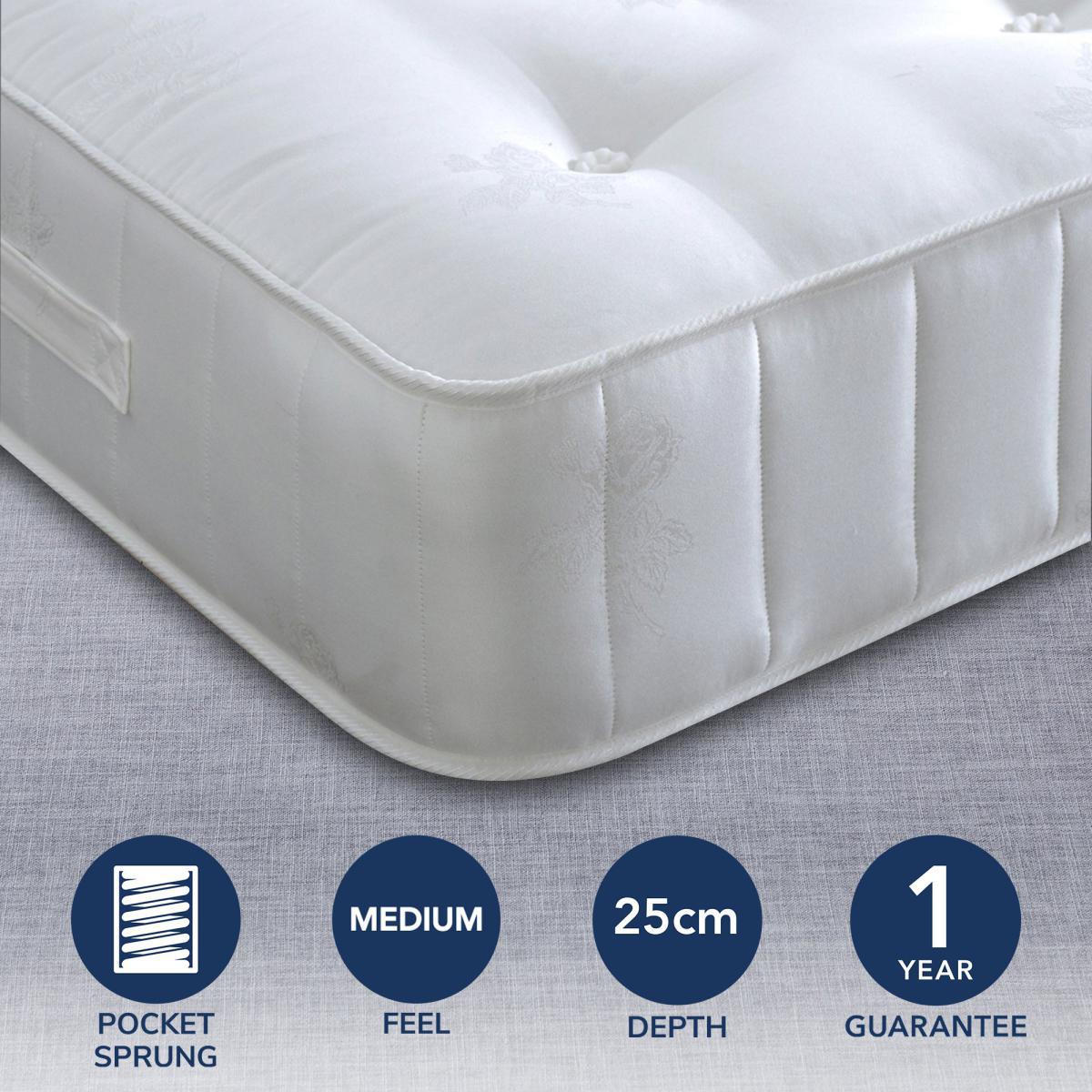 Bedmaster Medium Signature Crystal 1400 Tufted Mattress White – image 1
