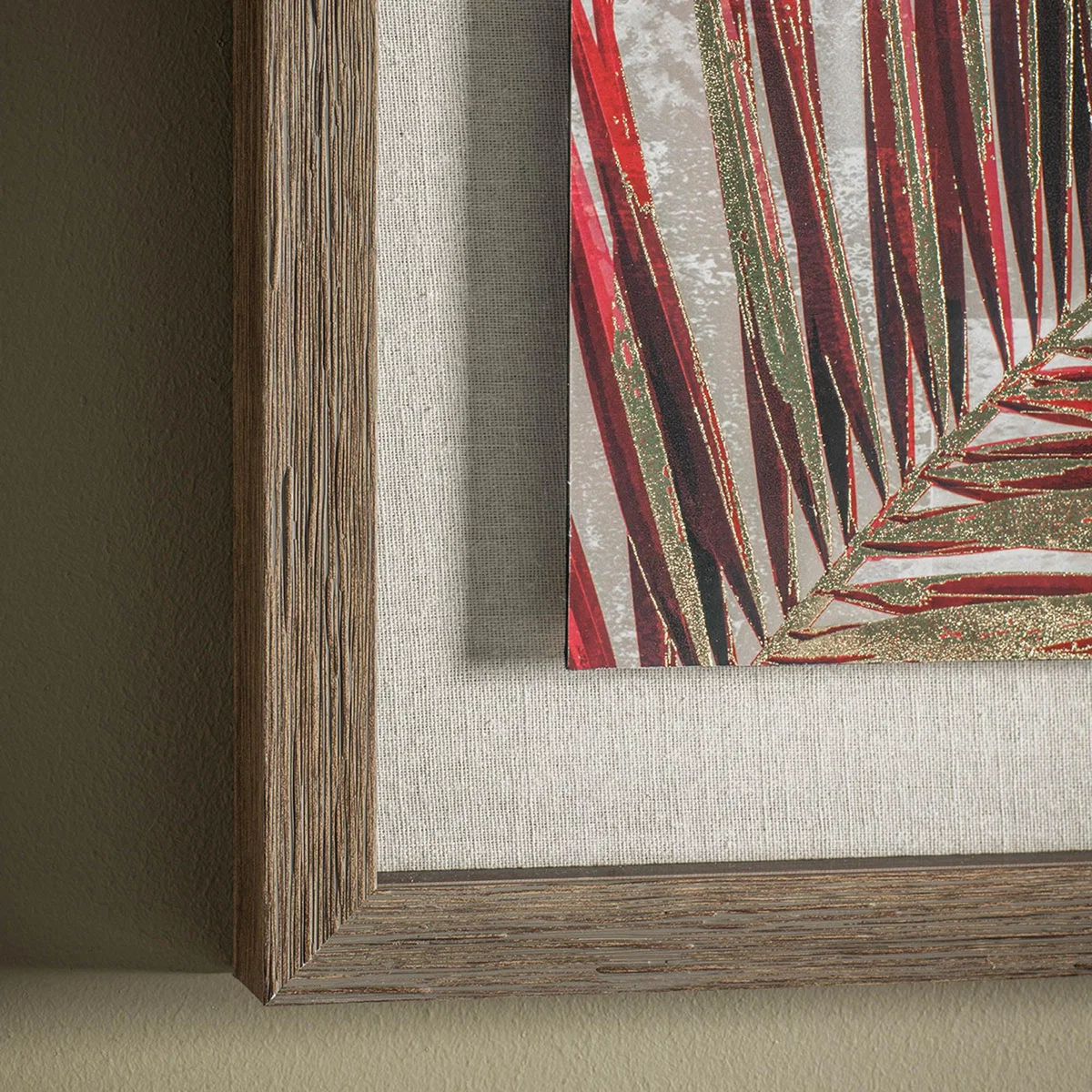 Palm Leaves Framed Print Red