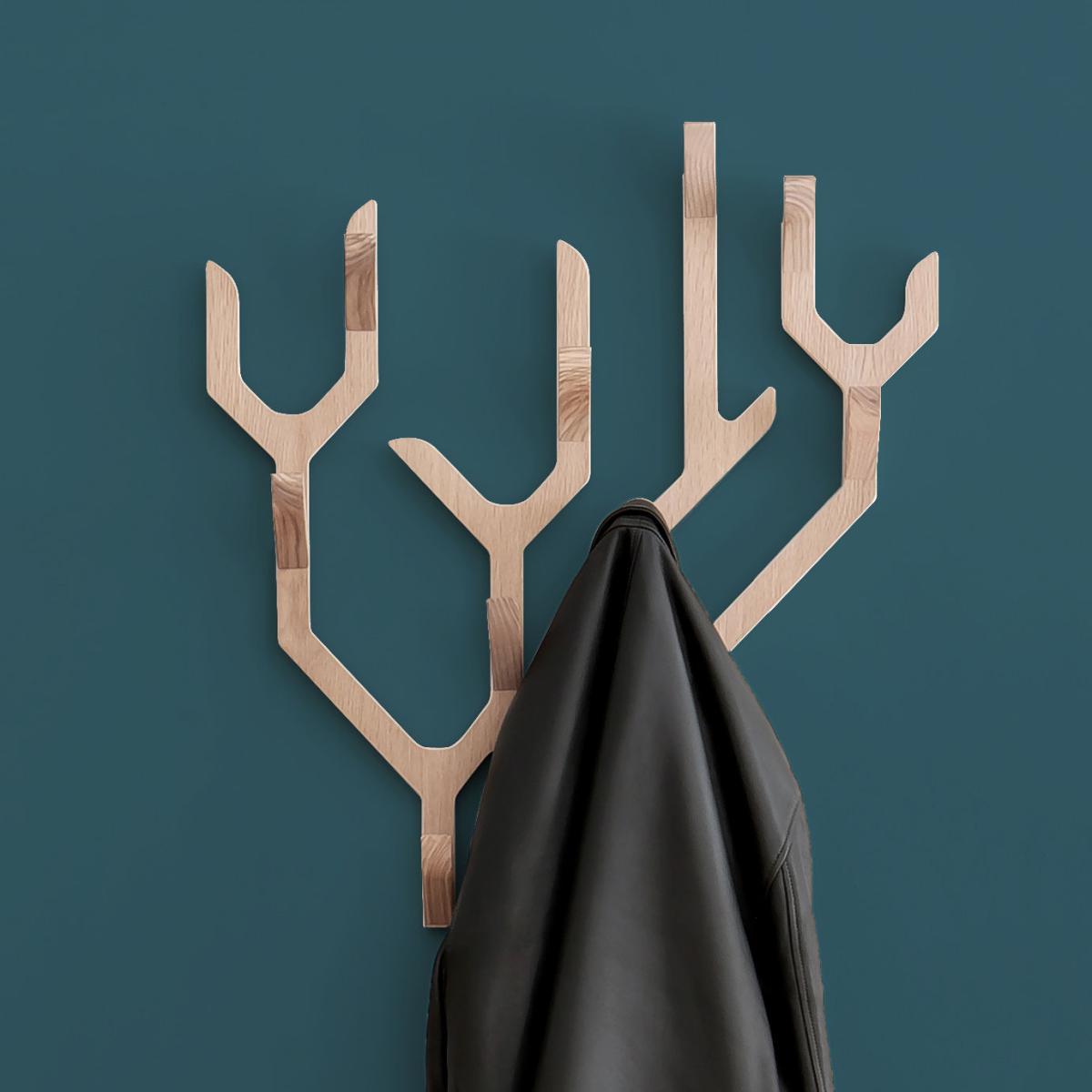Ambroise Wall coat rack - / L 56 x H 68 cm - Oak by Hartô Natural wood – image 3
