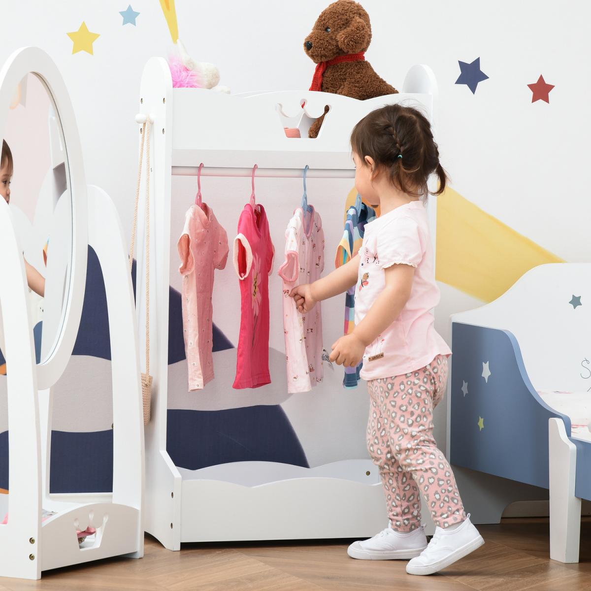 Kids Wood Clothes Rack - White – image 6