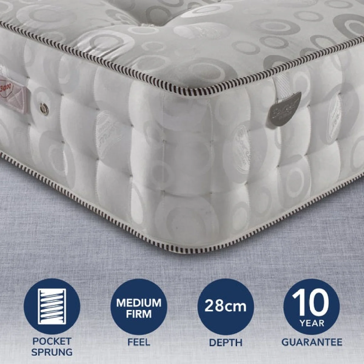 Pocketo Medium Firm 3000 Pocket Sprung Mattress Grey – image 2