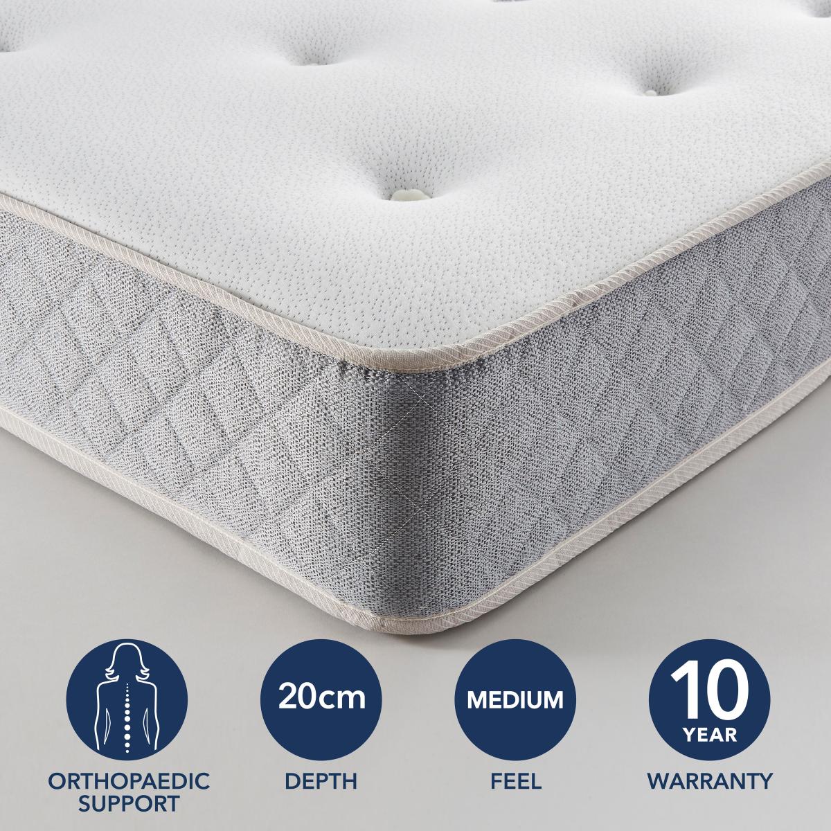 Fogarty Just Right Gel Orthopaedic Open Coil Mattress White – image 2