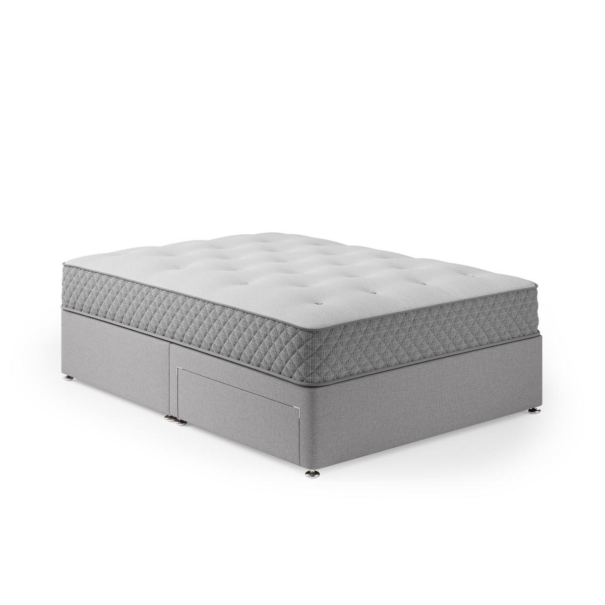 Fogarty Open Coil Memory Foam Mattress Divan Set, Faux Linen Grey – image 3