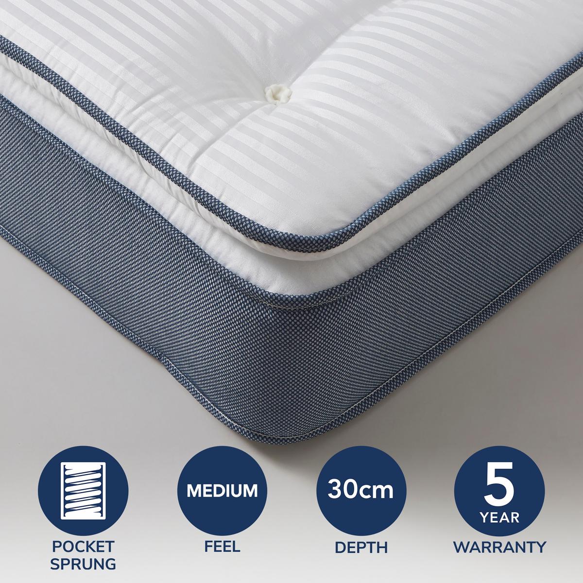 Crib 5 1000 Pocket Pillow Top Mattress White – image 2