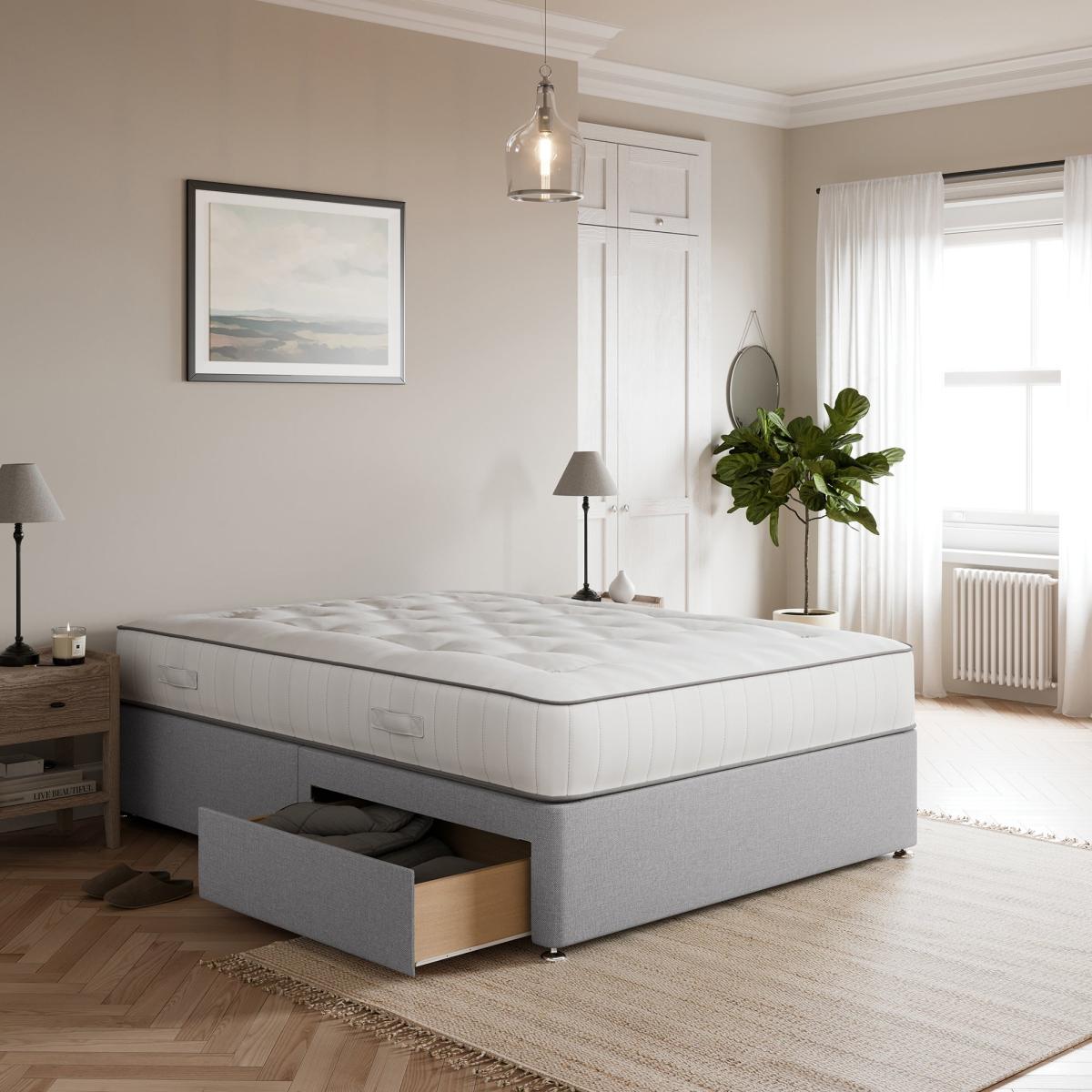 Fogarty 1500 Pocket Wool Mattress Divan Set, Faux Linen Grey – image 2