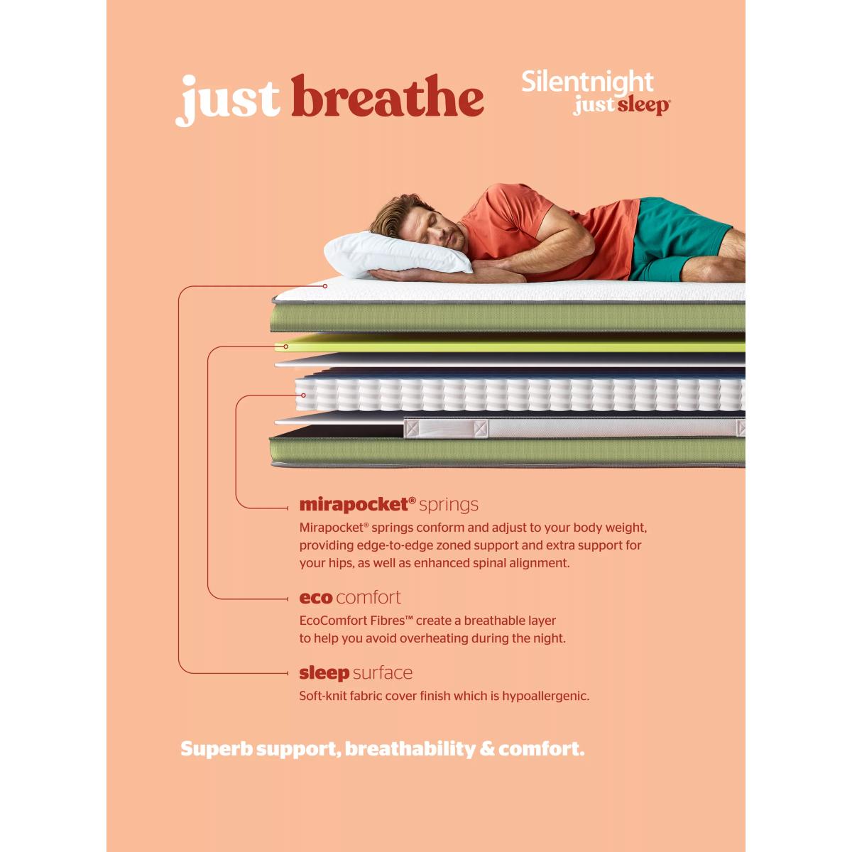 Silentnight Just Breathe Pocket Spring Mattress, Medium/Firm Tension, King Size – image 4