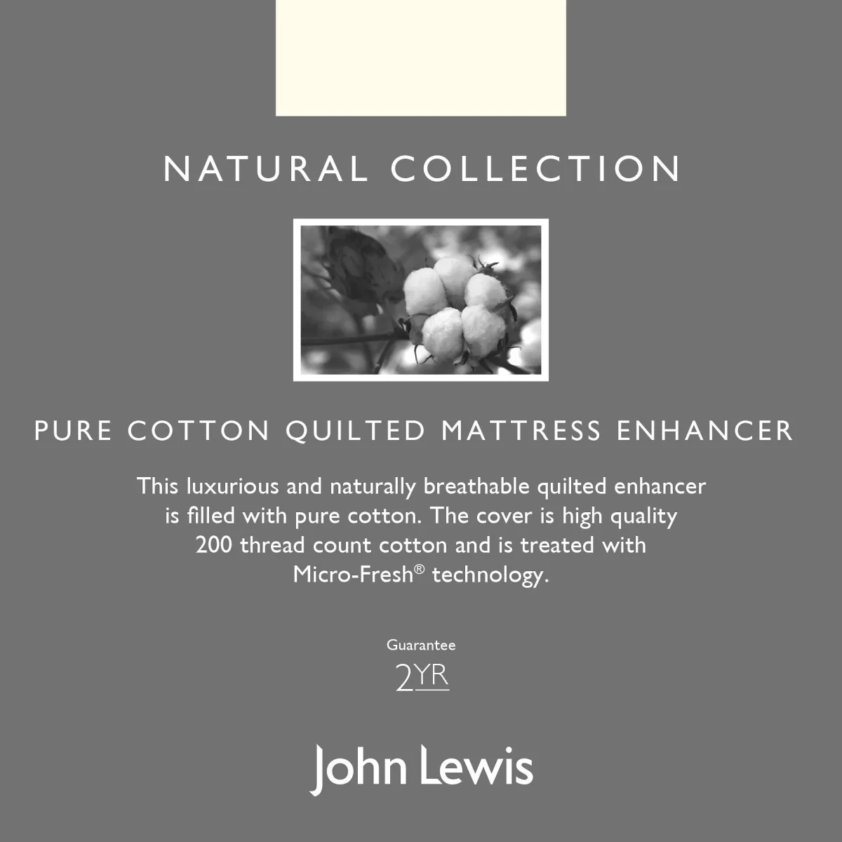 John Lewis & Partners Natural Collection Pure Cotton Quilted Mattress Enhancer – image 2