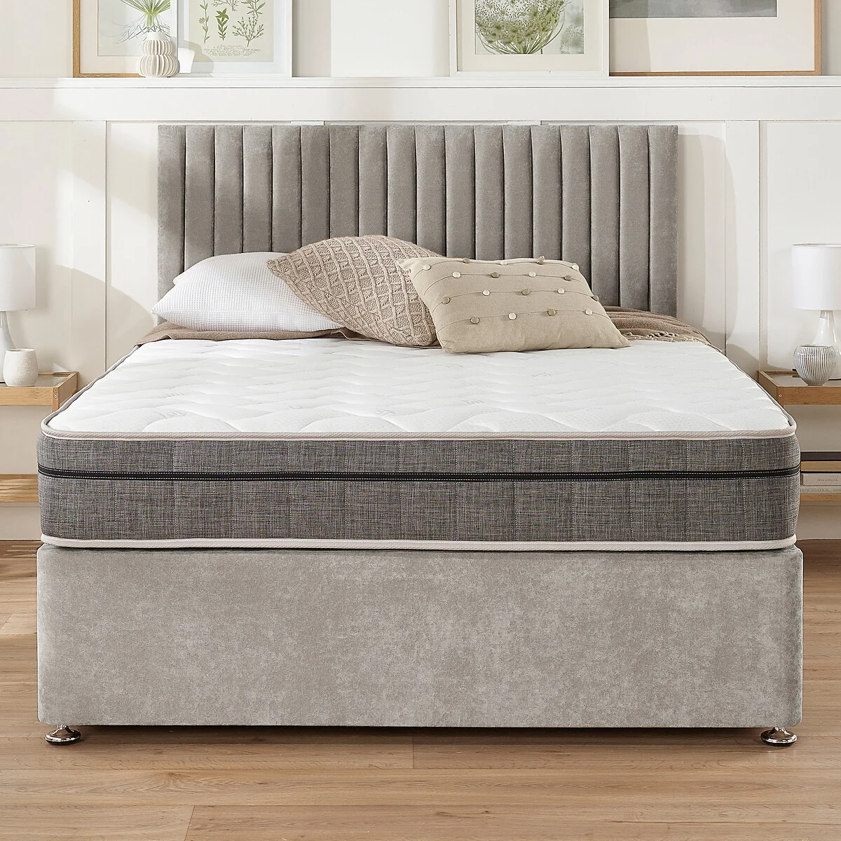Grant Linen Divan Bed with 4 Drawers and Pocket+ Memory Mattress Set – image 1