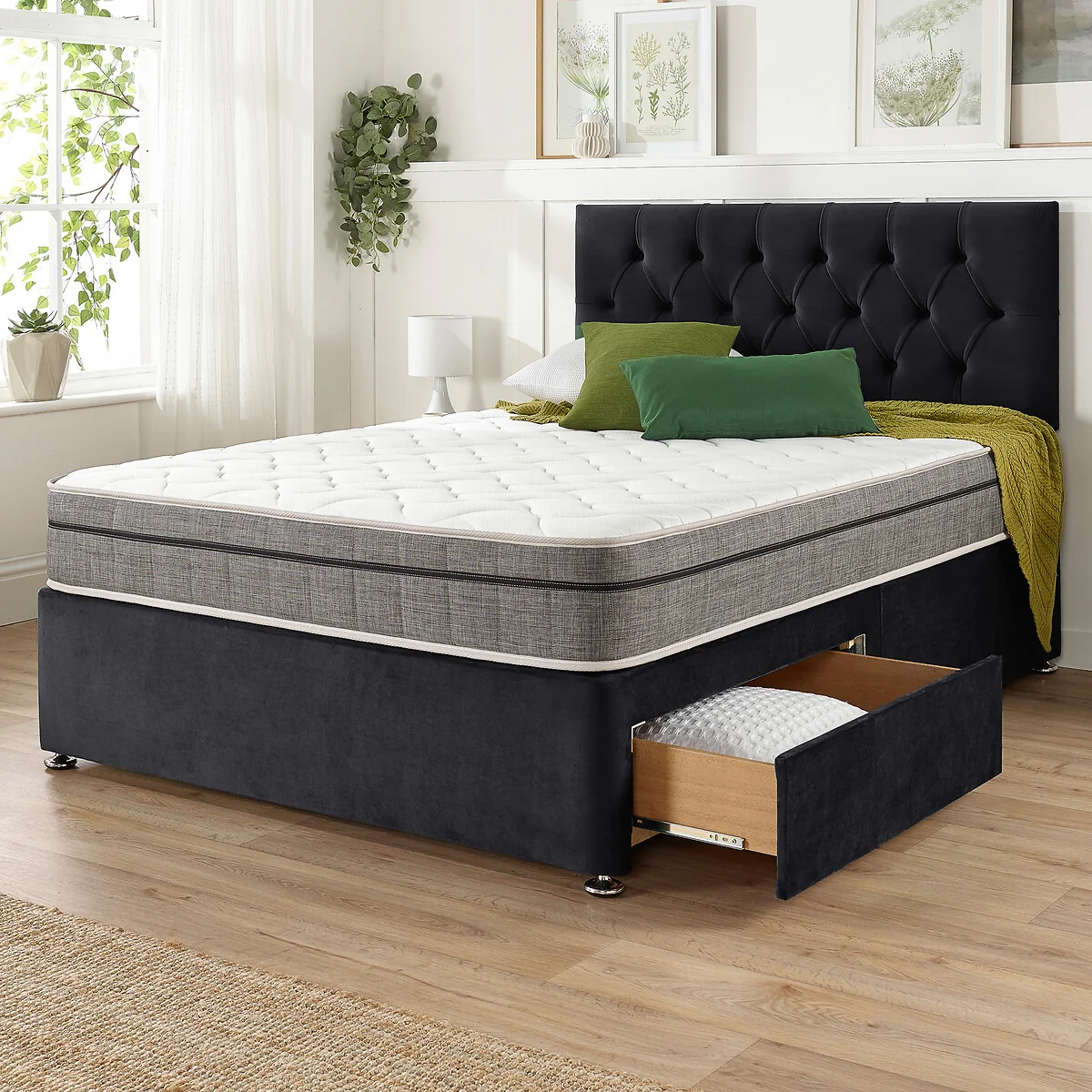 Oliver Velvet 4 Drawer Divan Bed and Pocket+ Memory Mattress Set – image 2