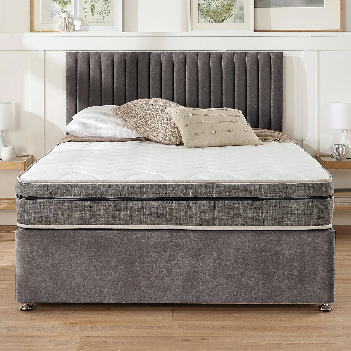 Grant Linen Divan Bed with 2 Drawers and Pocket+ Memory Mattress Set – image 2