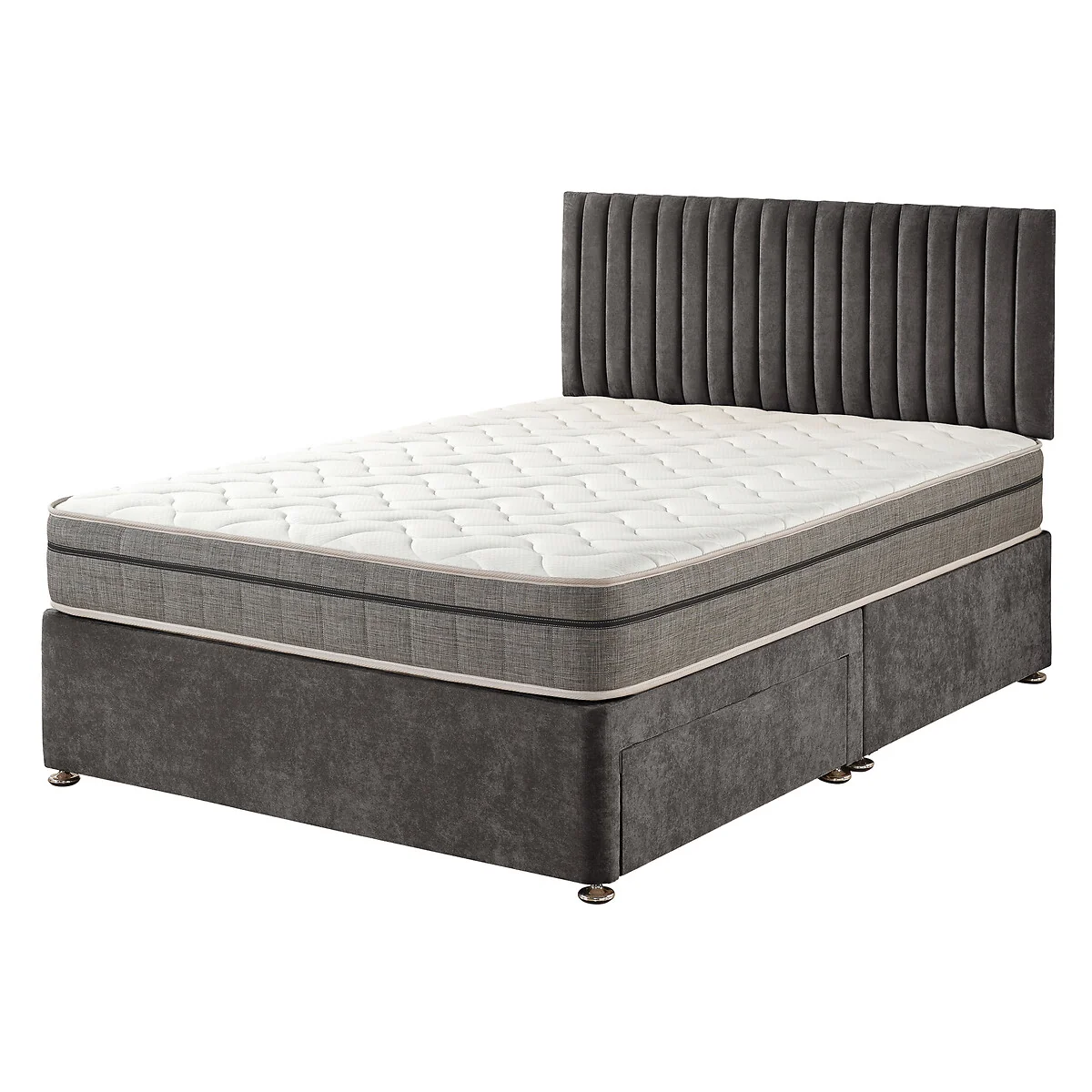 Grant Linen Divan Bed with 2 Drawers and Pocket+ Memory Mattress Set – image 3